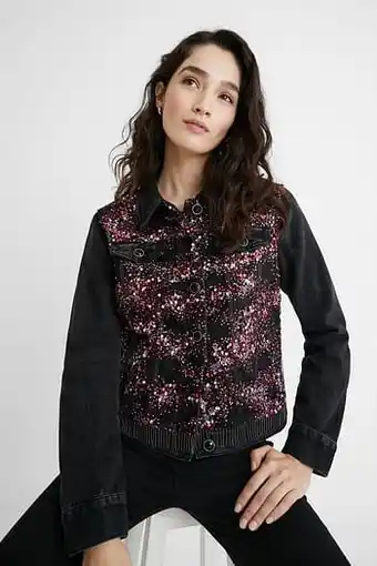 Slim fit spijkerjack met pailletten - BLUE - 34