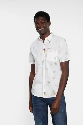 Gebloemd overhemd 100% katoen - WHITE - XXL