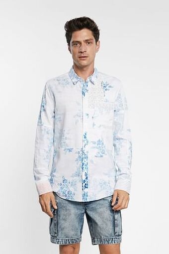 Overhemd met paisleys 100% katoen - WHITE - S