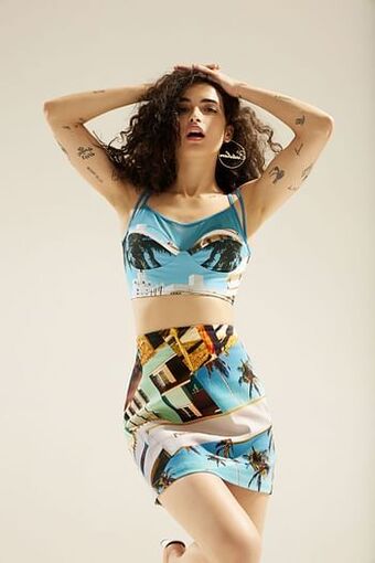 Slim fit top met schouderbandjes Miami - BLUE - L