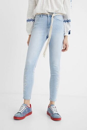 Enkellange skinny jeans - BLUE - 24