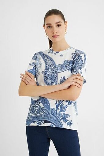 T-shirt met korte mouwen en paisley - BLUE - M