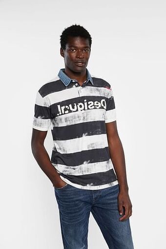 Gestreepte polo van 100% katoen - BLUE - L