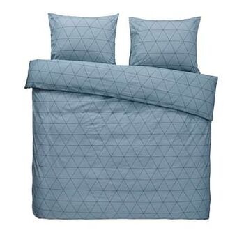 Leen Bakker Comfort dekbedovertrek Bologna - blauw - 240x200/220 cm - Leen Bakker aanbieding