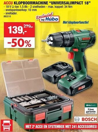 Hubo Bosch accu klopboormachine universalimpact 18 aanbieding