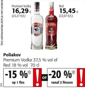 Colruyt Poliakov premium vodka of red aanbieding