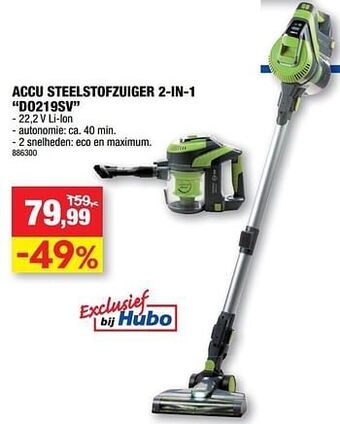 Hubo Domo elektro accu steelstofzuiger 2-in-1 do219sv aanbieding
