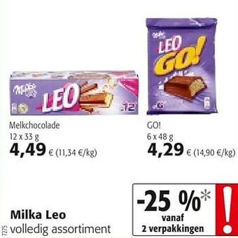 Colruyt Milka leo volledig assortiment aanbieding