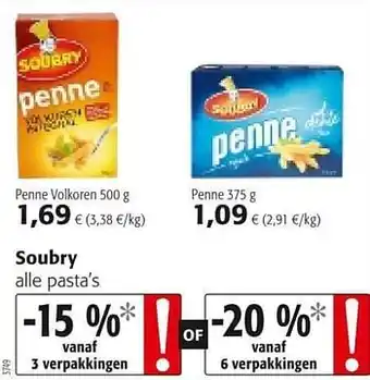 Colruyt Soubry alle pasta`s aanbieding