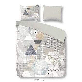 Leen Bakker Good Morning dekbedovertrek Jenna - grijs - 240x200/220 cm - Leen Bakker aanbieding