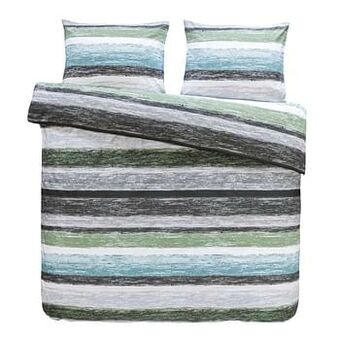 Leen Bakker Comfort dekbedovertrek Matthew - blauw/groen - 200x200/220 cm - Leen Bakker aanbieding