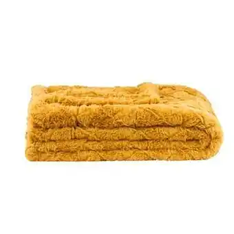 Leen Bakker Plaid Nynke - okergeel - 130x170 cm - Leen Bakker aanbieding