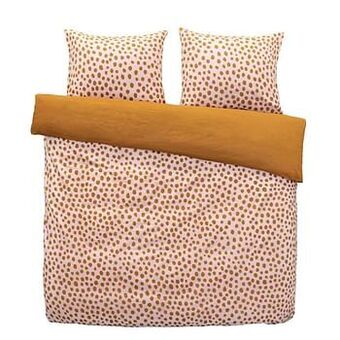 Leen Bakker Comfort dekbedovertrek Puck - roze/bronskleur/bruin - 200x200/220 cm - Leen Bakker aanbieding