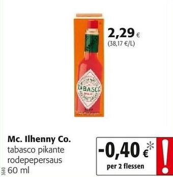 Colruyt Mc. ilhenny co. tabasco pikante rodepepersaus aanbieding