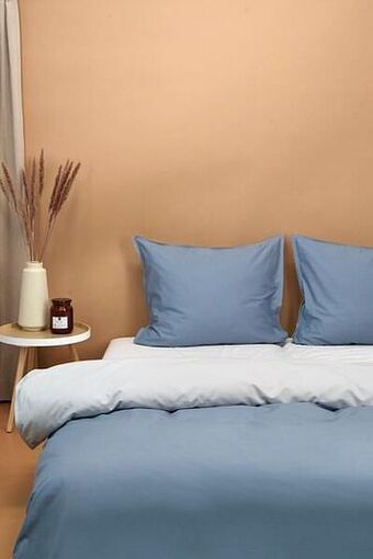 HEMA HEMA Dekbedovertrek Katoen Lyocell Lichtblauw/grijs (blauw) aanbieding