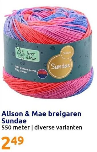 Action Alison + mae breigaren sundae aanbieding