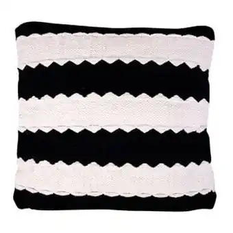 Leen Bakker Sierkussen Kelim streep - zwart/wit - 45x45 cm - Leen Bakker aanbieding