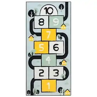Tapijt Hopscotch Ring Road - blauw - 95x200 cm - Leen Bakker