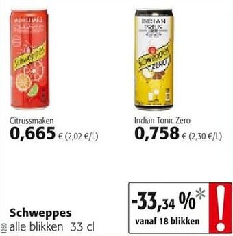 Colruyt Schweppes alle blikken aanbieding