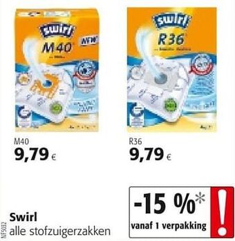 Colruyt Swirl alle stofzuigerzakken aanbieding