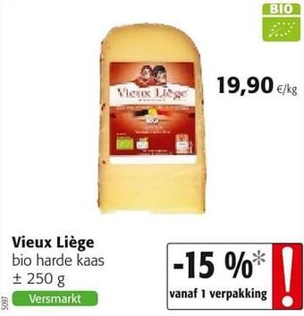 Colruyt Vieux liège bio harde kaas aanbieding