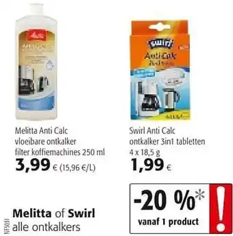 Colruyt Melitta anti calc vloeibare ontkalker filter koffiemachines aanbieding
