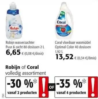 Colruyt Robijn wasverzachter puur + zacht aanbieding