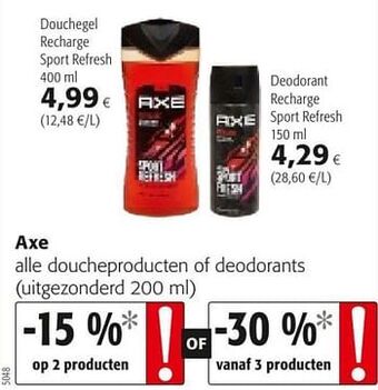 Colruyt Axe alle doucheproducten of deodorants aanbieding