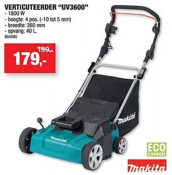 Hubo Makita verticuteerder uv3600 aanbieding