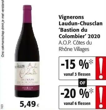 Colruyt Vignerons laudun-chusclan bastion du colombier 2020 a.o.p. côtes du rhône villages aanbieding