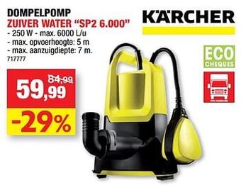 Hubo Kärcher dompelpomp zuiver water sp2 6.000 aanbieding