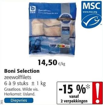 Colruyt Boni selection zeewolffilets aanbieding