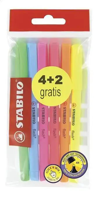 Dreamland STABILO fluostift Flash - 6 stuks aanbieding