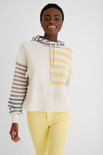 Gestreepte hoodie - WHITE - M