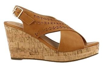 Berca Shoes Mode-Mania Sandaal Op Sleehak Dames - Cognac aanbieding