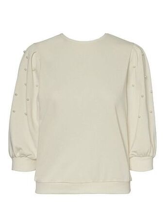 Berca Shoes Vero Moda Trui Zachte Sweatshirt Met Parels - Wit aanbieding