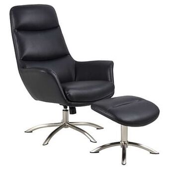 Leen Bakker Relaxfauteuil Utena - lederlook/chroom - zwart - Leen Bakker aanbieding