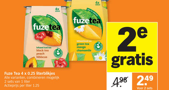 Albert Heijn Fuze tea 4 x 0.25 literblikjes aanbieding