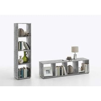 Roomdivider Mega 4 vakken - betonkleur - 140,5x36,5x33 cm - Leen Bakker