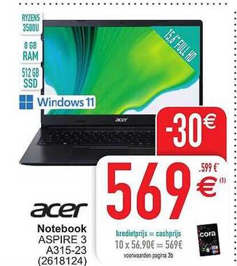Cora Acer Notebook Aspire 3 A315-23 aanbieding