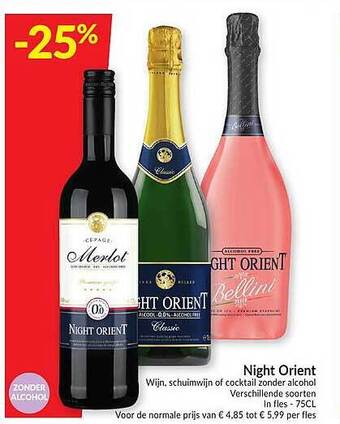 Intermarché Night Orient Wijn, Schuimwijn Of Cocktail Zonder Alcohol aanbieding