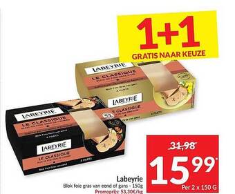 Intermarché Labeyrie Blok Foie Gras Van Eend Of Gans aanbieding