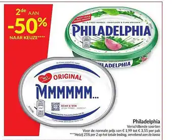 Intermarché Philadelphia Verschillende Soorten 2de Aan -50% Naar Keuze aanbieding