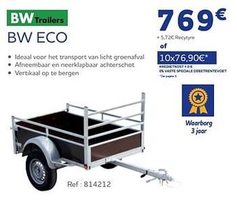 Auto5 Bw trailers bw eco aanbieding