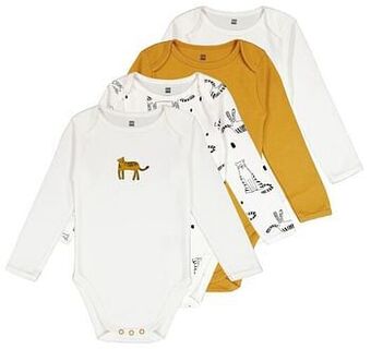 HEMA HEMA Bodys Katoen Cheetah - 4 Stuks Geel (geel) aanbieding