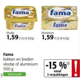 Colruyt Fama bakken en braden vlootje of aluminium aanbieding