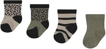 HEMA HEMA Babysokken Met Bamboe Dierenprint - 4 Paar Groen (groen) aanbieding