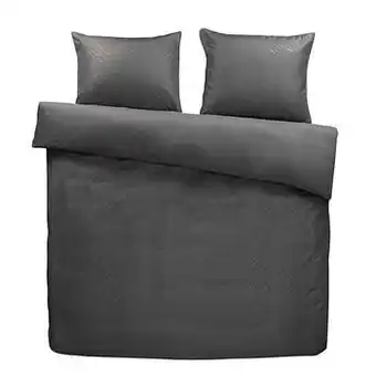 Leen Bakker Easy dekbedovertrek Dembe - antracietkleur - 200x200 cm - Leen Bakker aanbieding