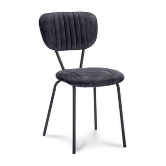 Leen Bakker Eetkamerstoel Gaby - fluweel - antracietkleur - 2 stuks - Leen Bakker aanbieding