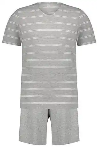 HEMA Heren Shortama Streep Grijsmelange (grijsmelange)